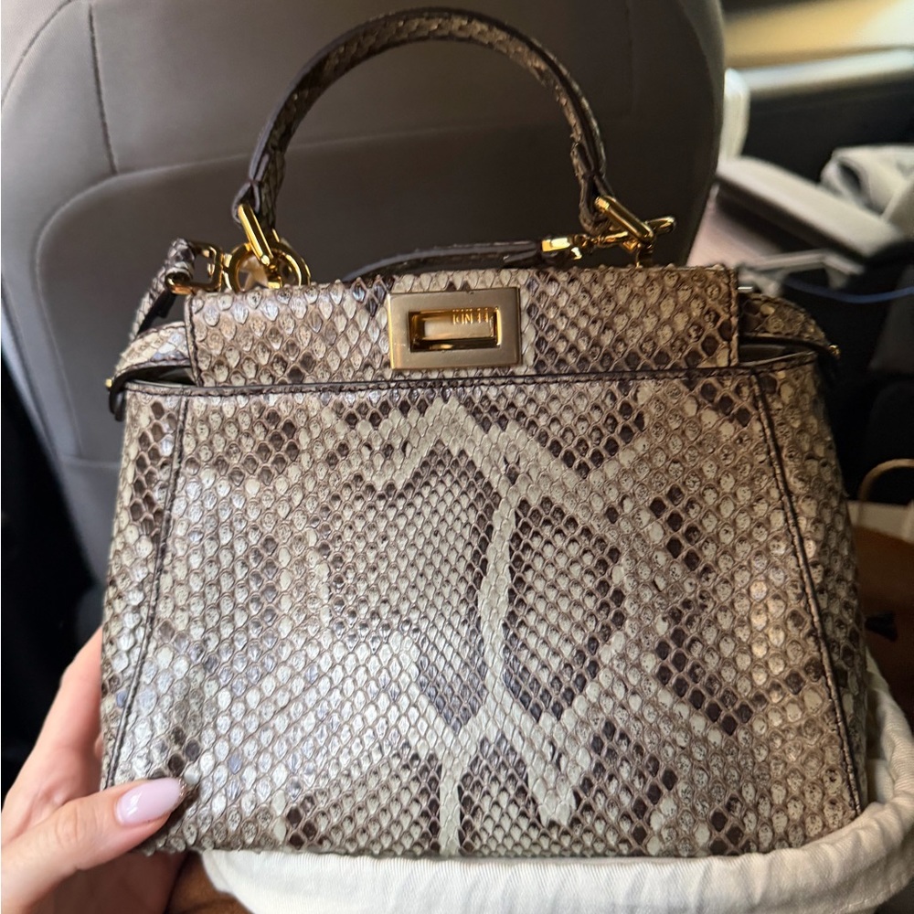 Fendi Python Leather Handbag With Gold Clasp Nwt - image 2